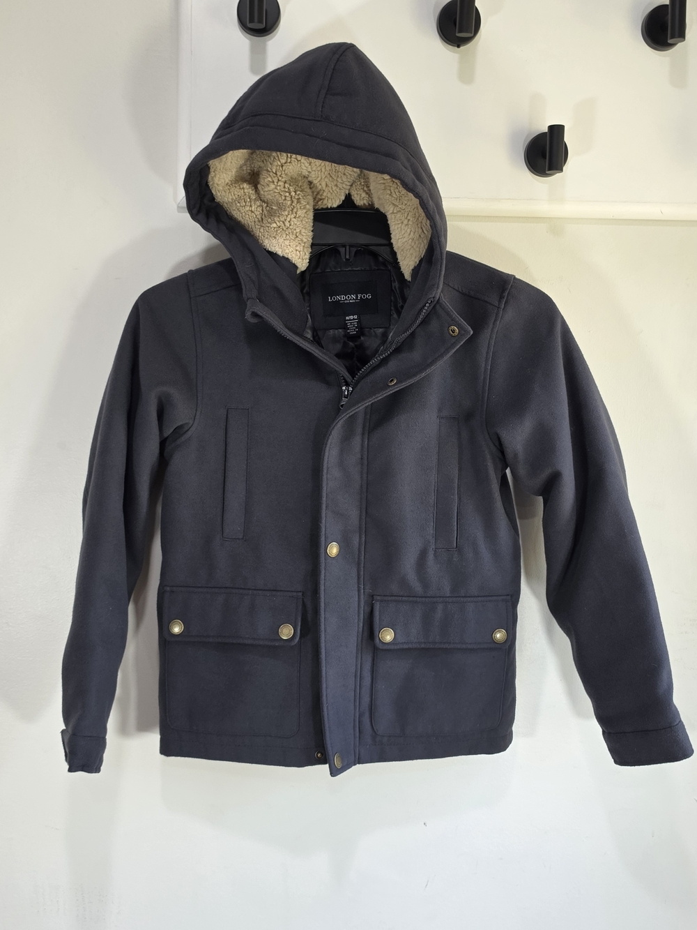 London Fog Navy Hooded Sherpa-Lined Field Jacket
